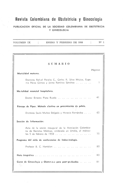 					View Vol. 9 No. 1 (1958): ENERO-FEBRERO 1958
				